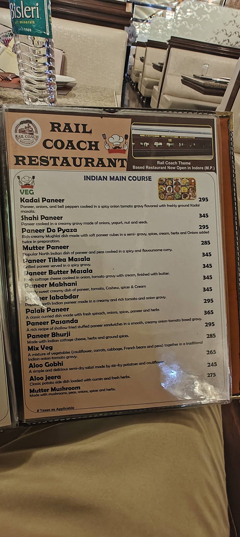 Menu At Rail Coach Restaurant Indore