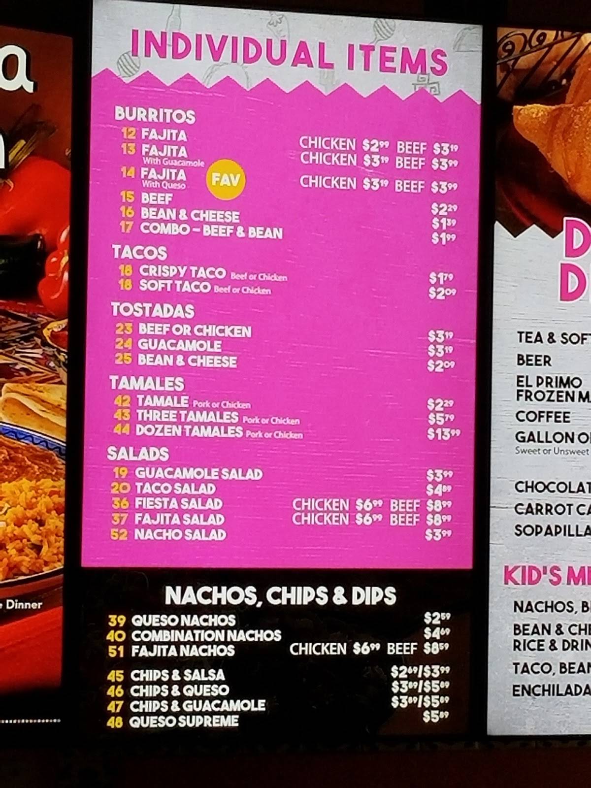 Menu at Rosa's Café & Tortilla Factory restaurant, Lewisville, State