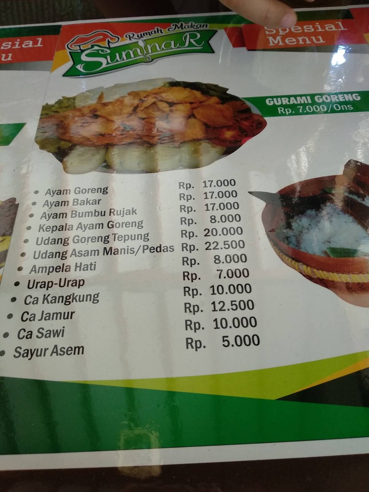 Menu at Rumah Makan Suminar restaurant, Magetan