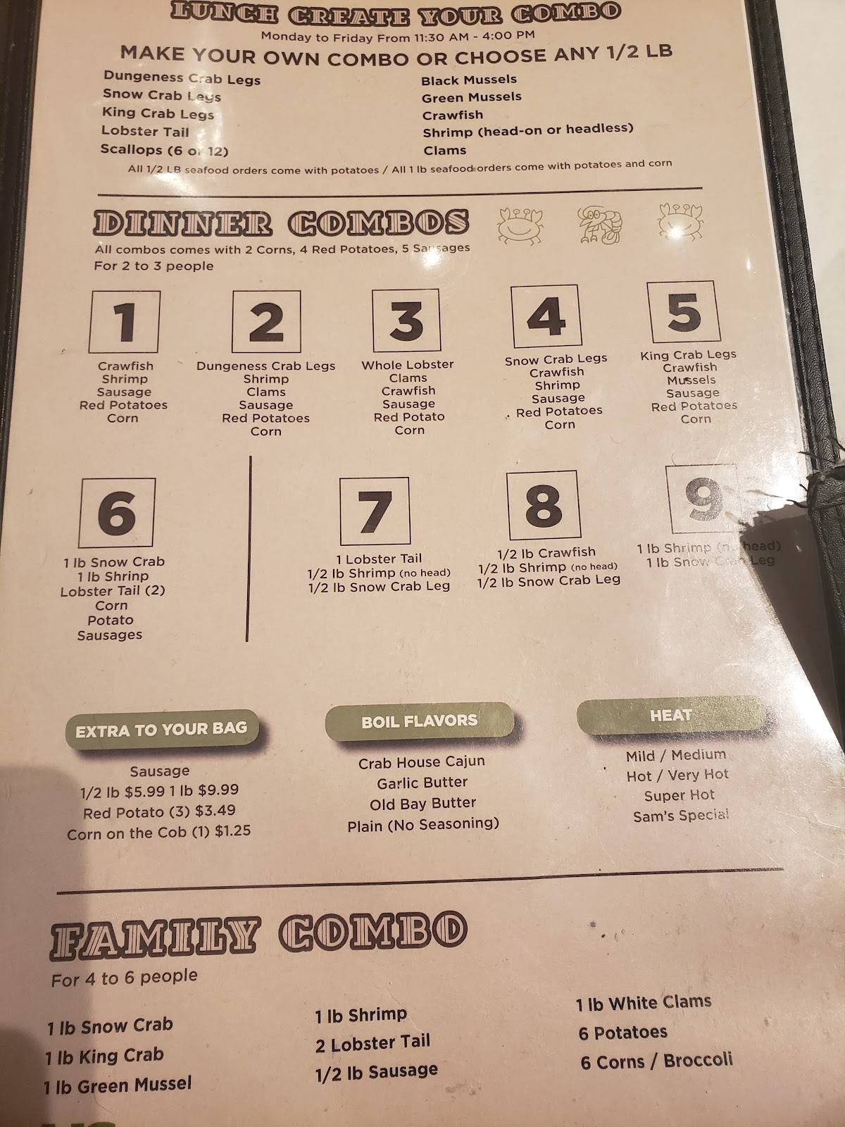 Menu at Storming Crab Seafood Restaurant Knoxville, Knoxville
