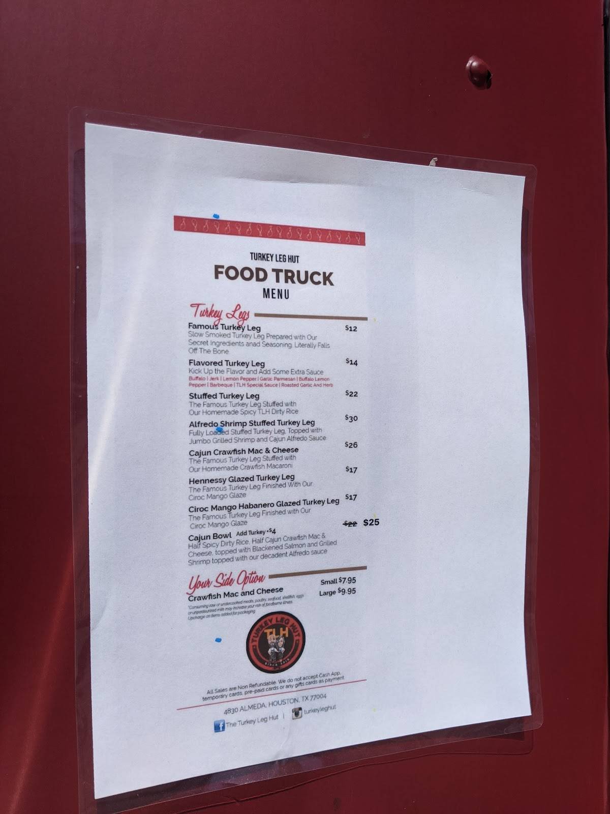 Menu at Turkey Leg Hut restaurant, Houston, Almeda Rd suite A/B
