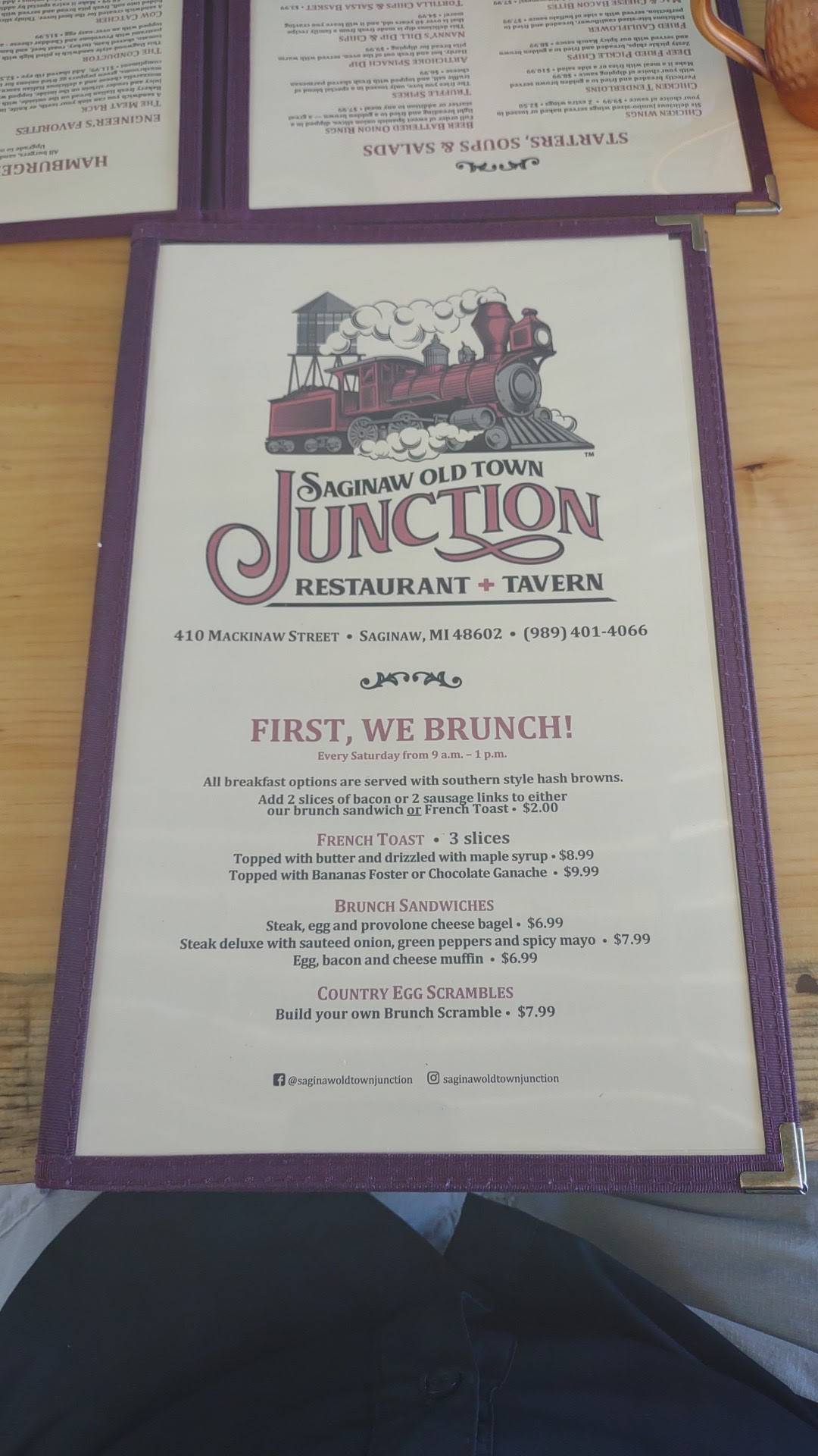 Menu at Saginaw Old Town Junction pub & bar, Saginaw