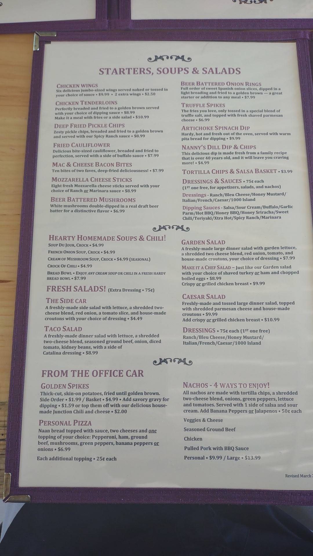Menu at Saginaw Old Town Junction pub & bar, Saginaw