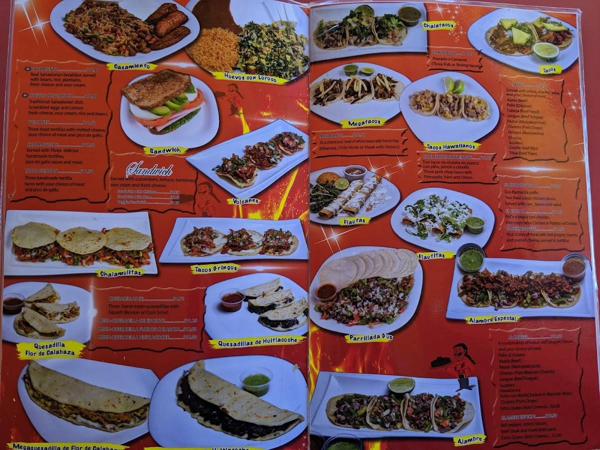 Menu at El Chalateco restaurant, San Jose, Alum Rock Ave