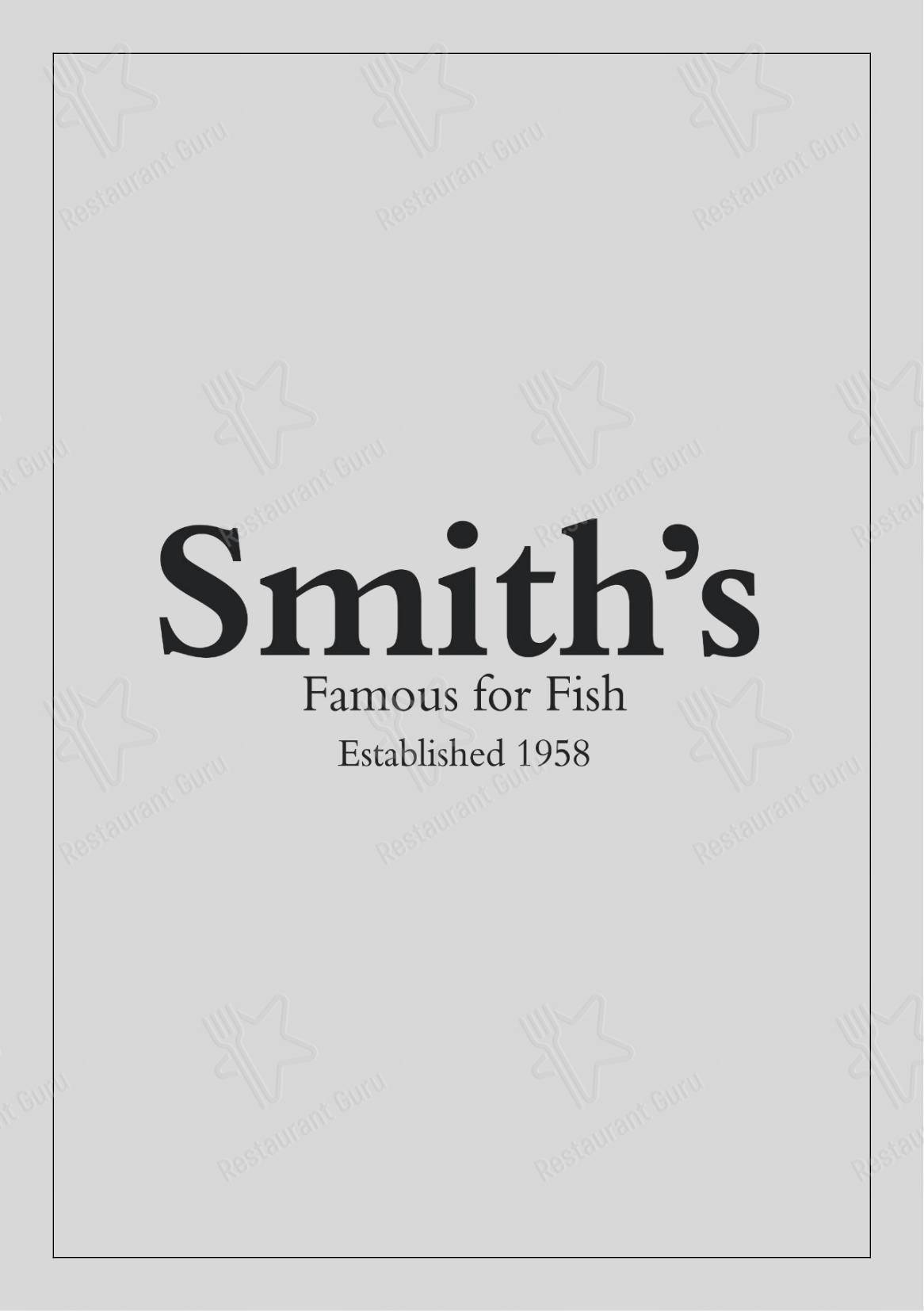 Menu at Smith's of Ongar restaurant, Ongar