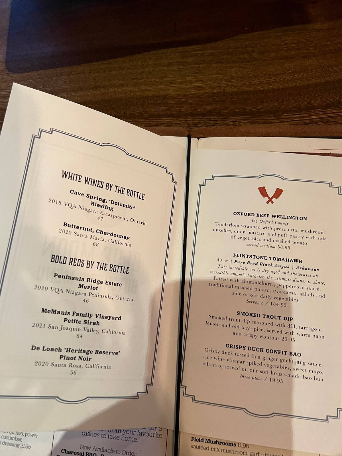Menu at Charcoal Steak House steakhouse, Kitchener