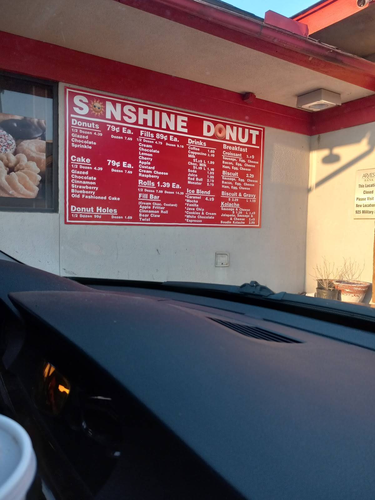 Menu at Sunshine Donuts, Benton