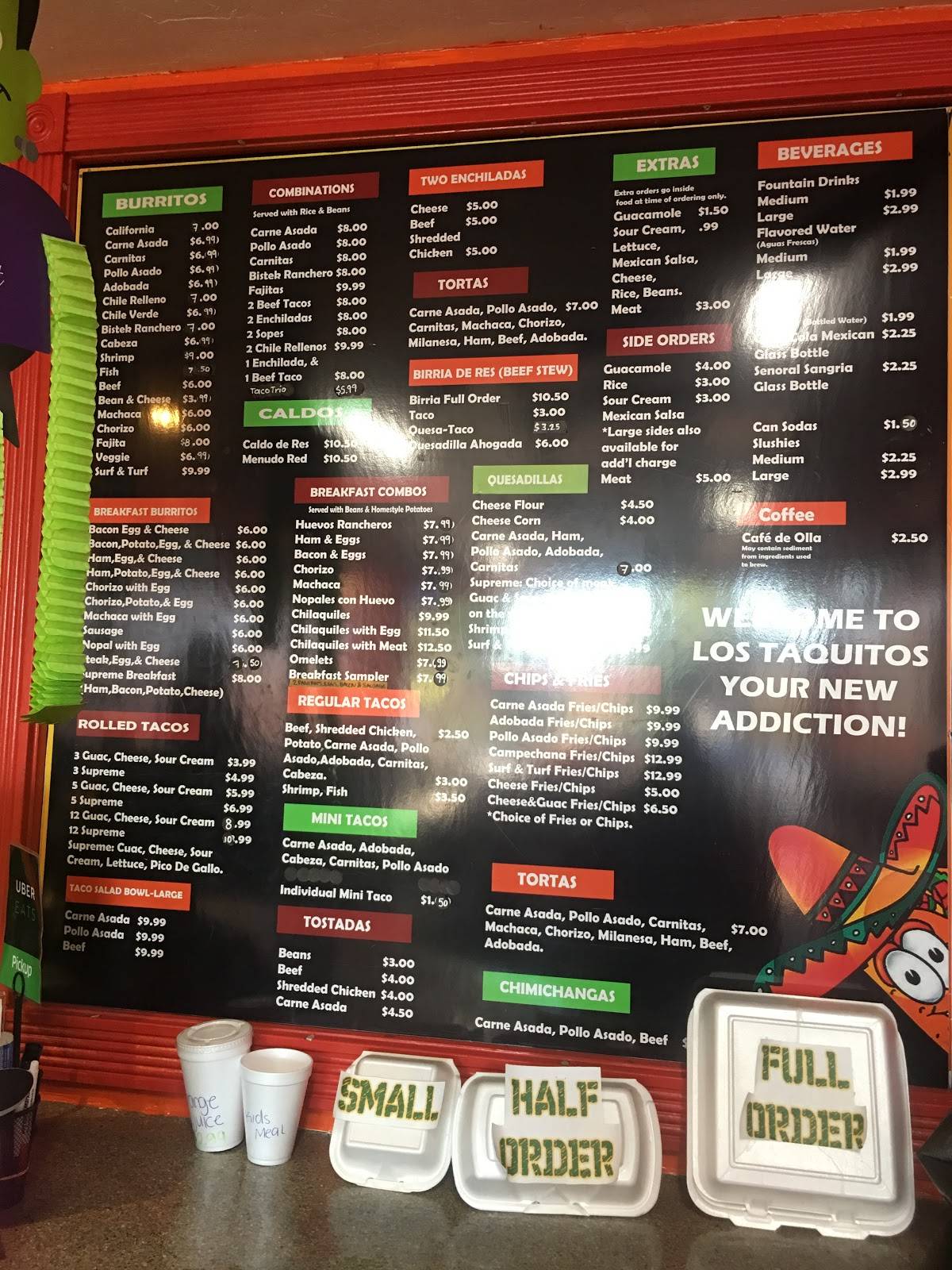 Menu at Tacos el Trompo A Mexican Tradition restaurant, Chula Vista