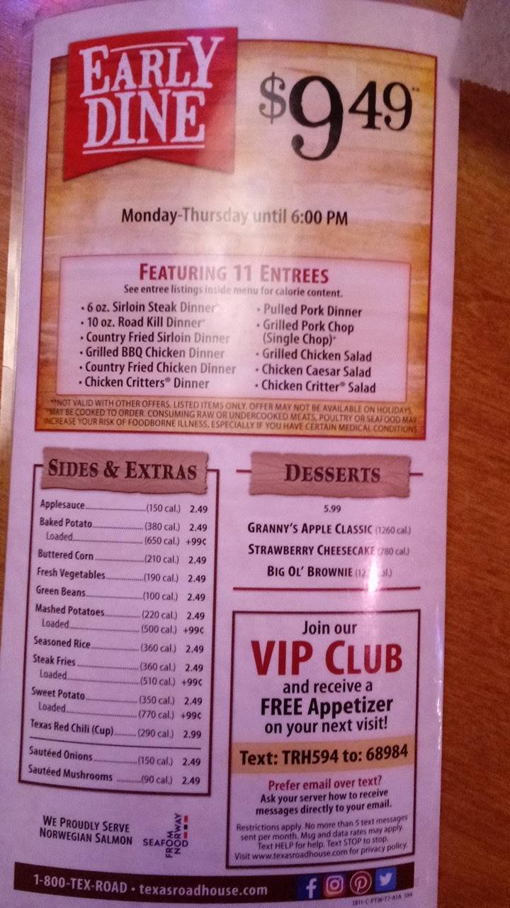 Menu At Texas Roadhouse Bbq Holly Springs 3357