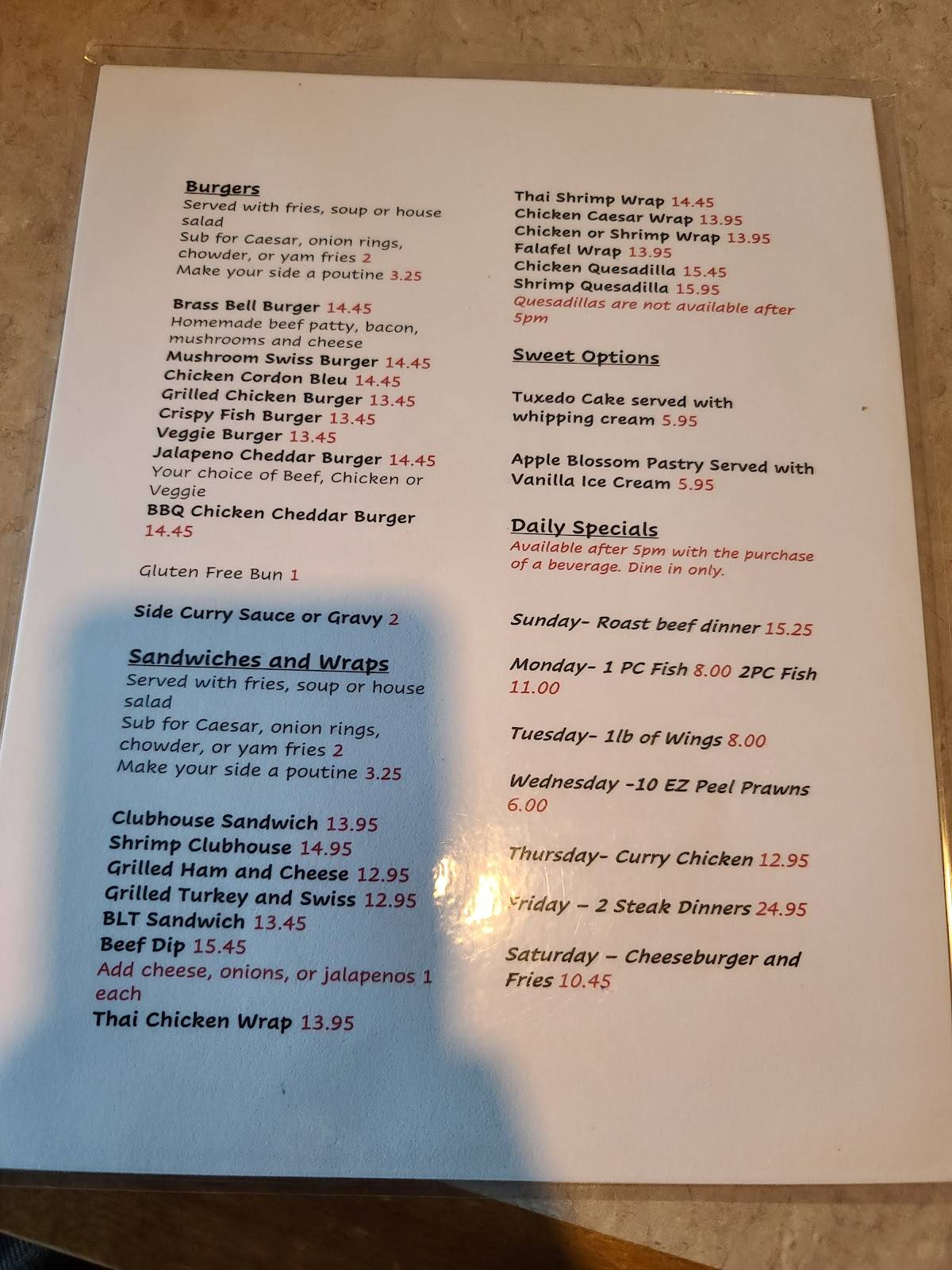 Menu at The Brass Bell Pub, Crofton