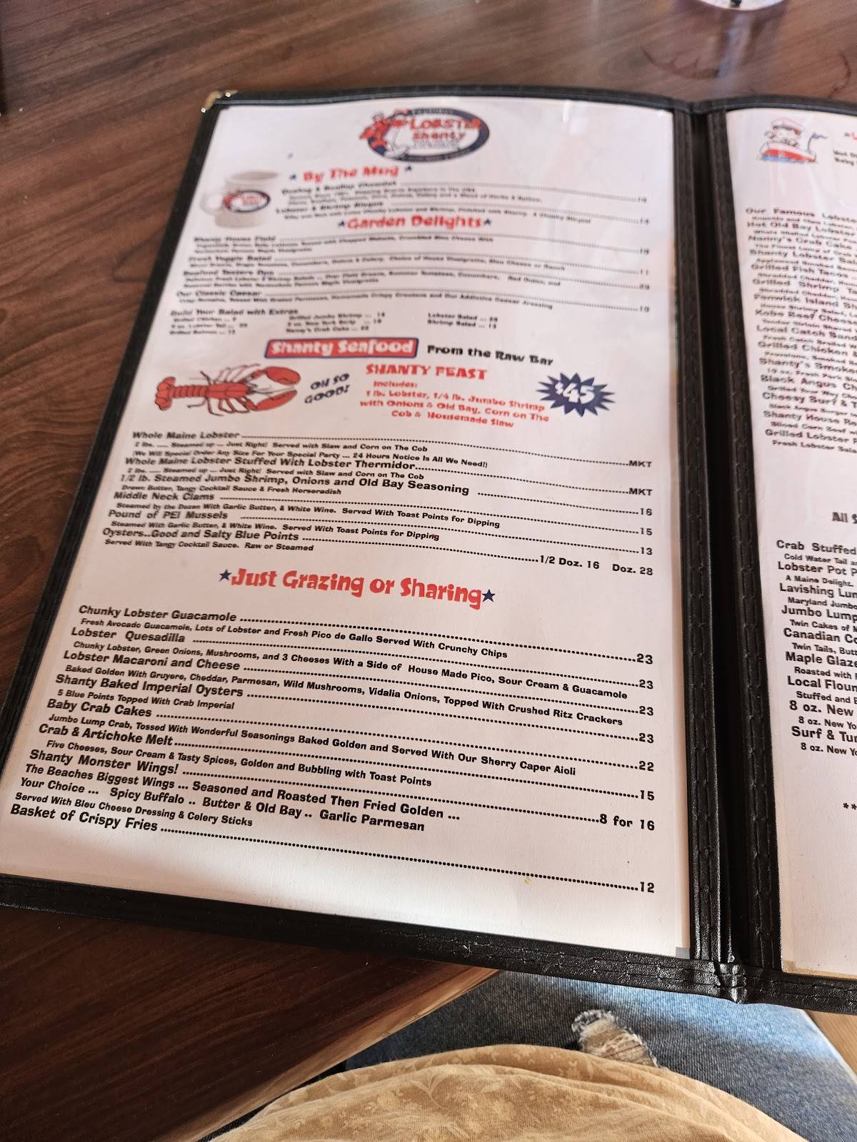 Menu at The Lobster Shanty restaurant, Fenwick Isle