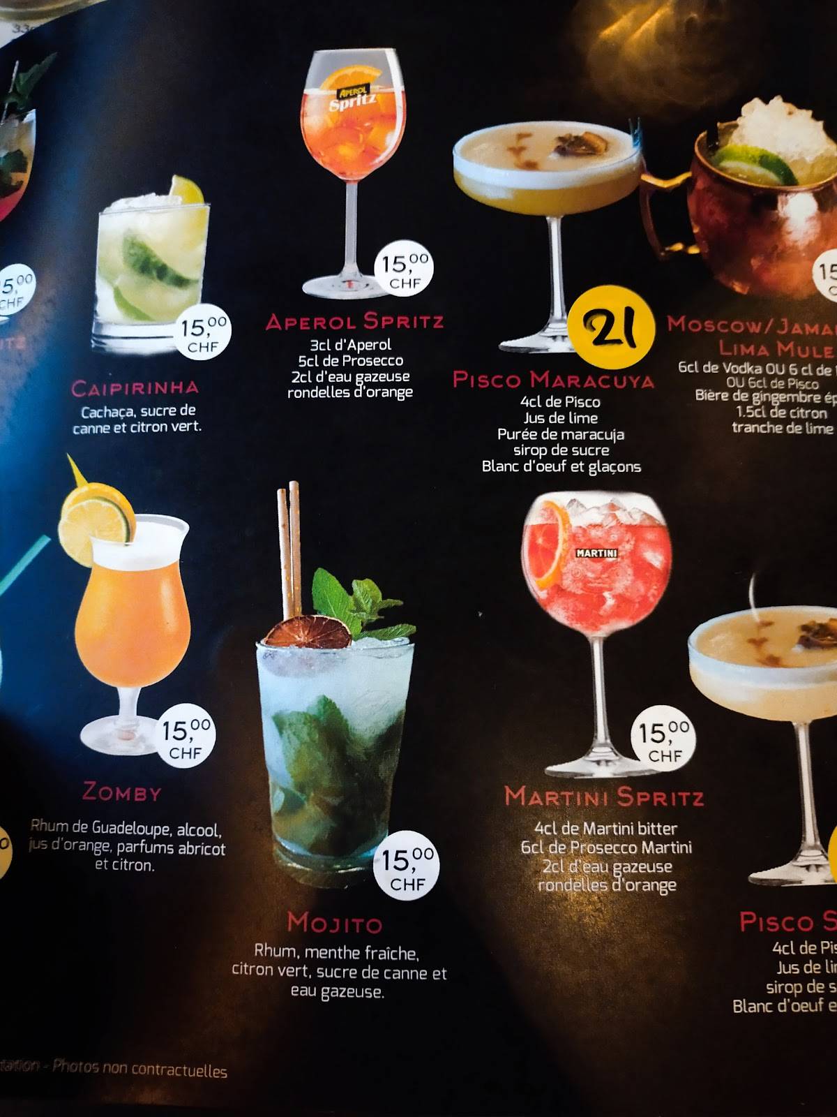 Menu au The Place 2B BIKINI BEACH, Lausanne