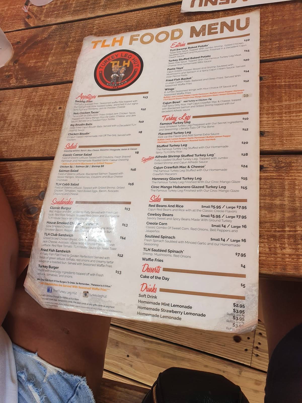 Menu at Turkey Leg Hut restaurant, Houston, Almeda Rd suite A/B
