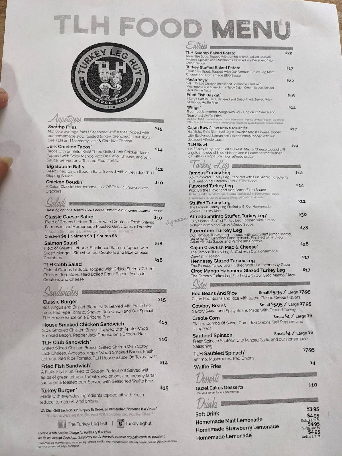 Menu at Turkey Leg Hut restaurant, Houston, Almeda Rd suite A/B