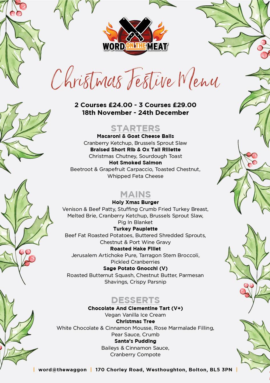 Menu at Waggon & Horses restaurant, Bolton, 170 Chorley Rd