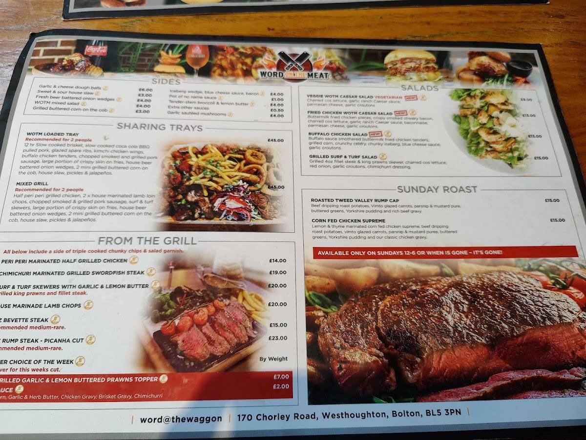 Menu at Waggon & Horses restaurant, Bolton, 170 Chorley Rd