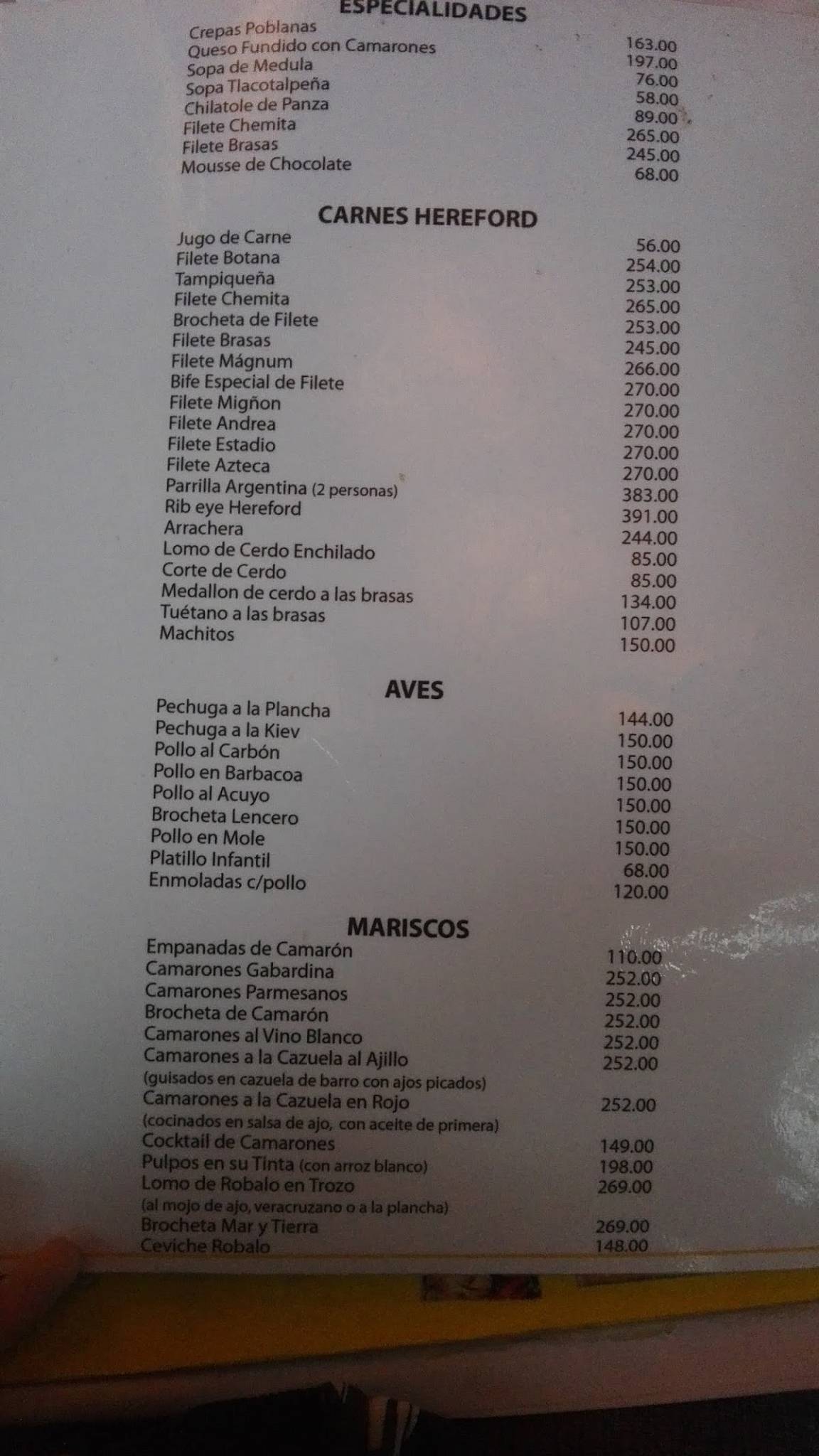 Carta de parrilla La Pérgola, Xalapa Enríquez, Pergola 2