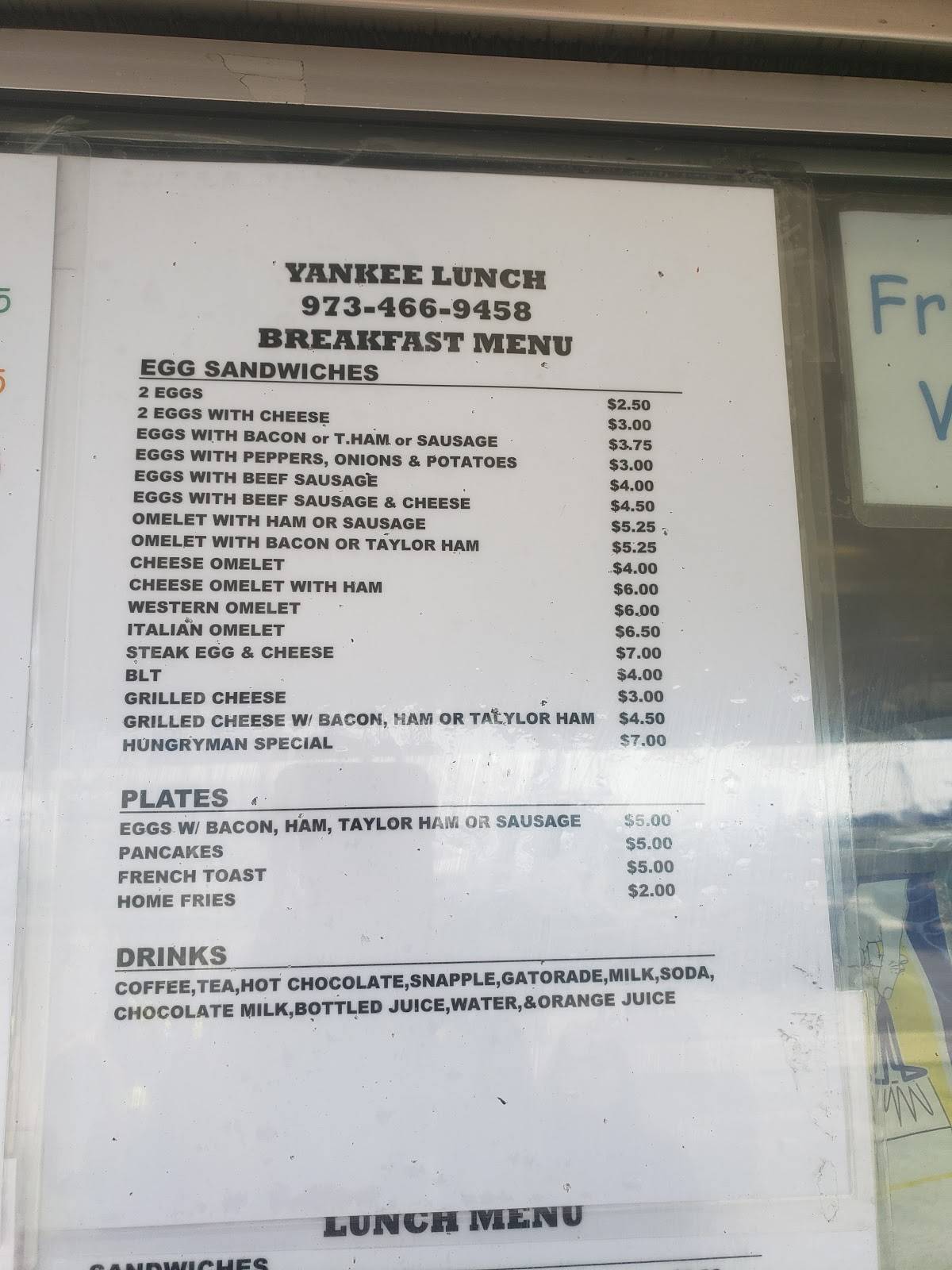 Menu At Yankees Lunch Truck Restaurant Newark