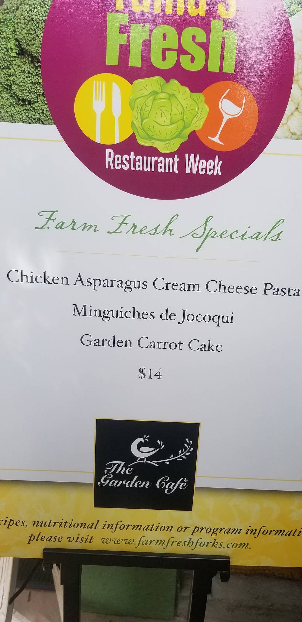 Menu at The Garden Cafe, Yuma