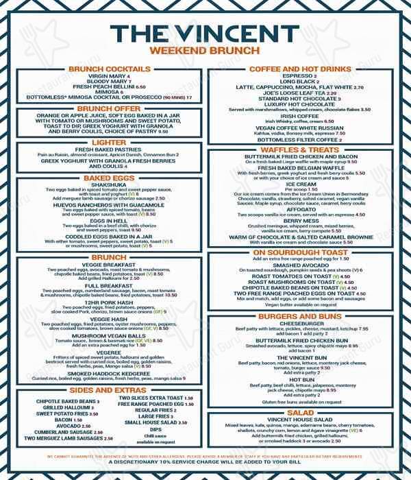 The Vincent меню
