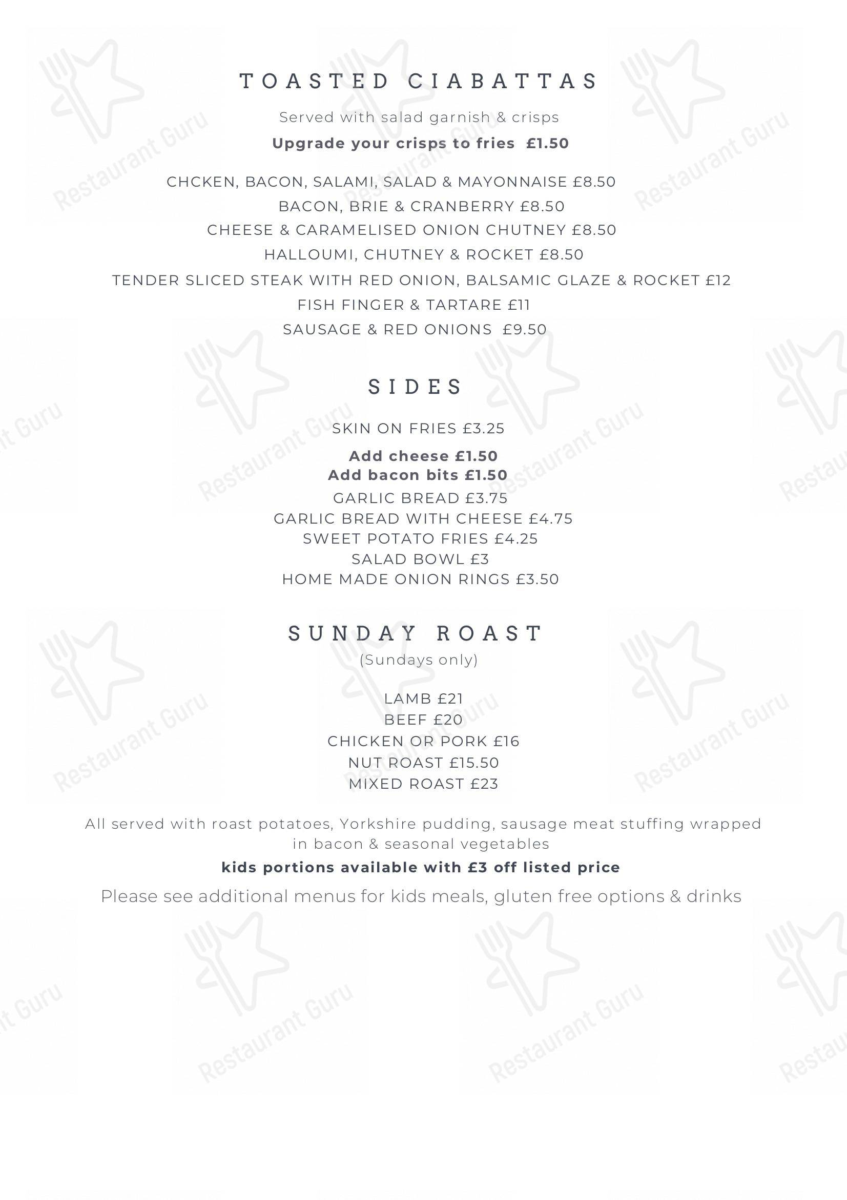 Menu at The Tickled Trout pub & bar, Wye