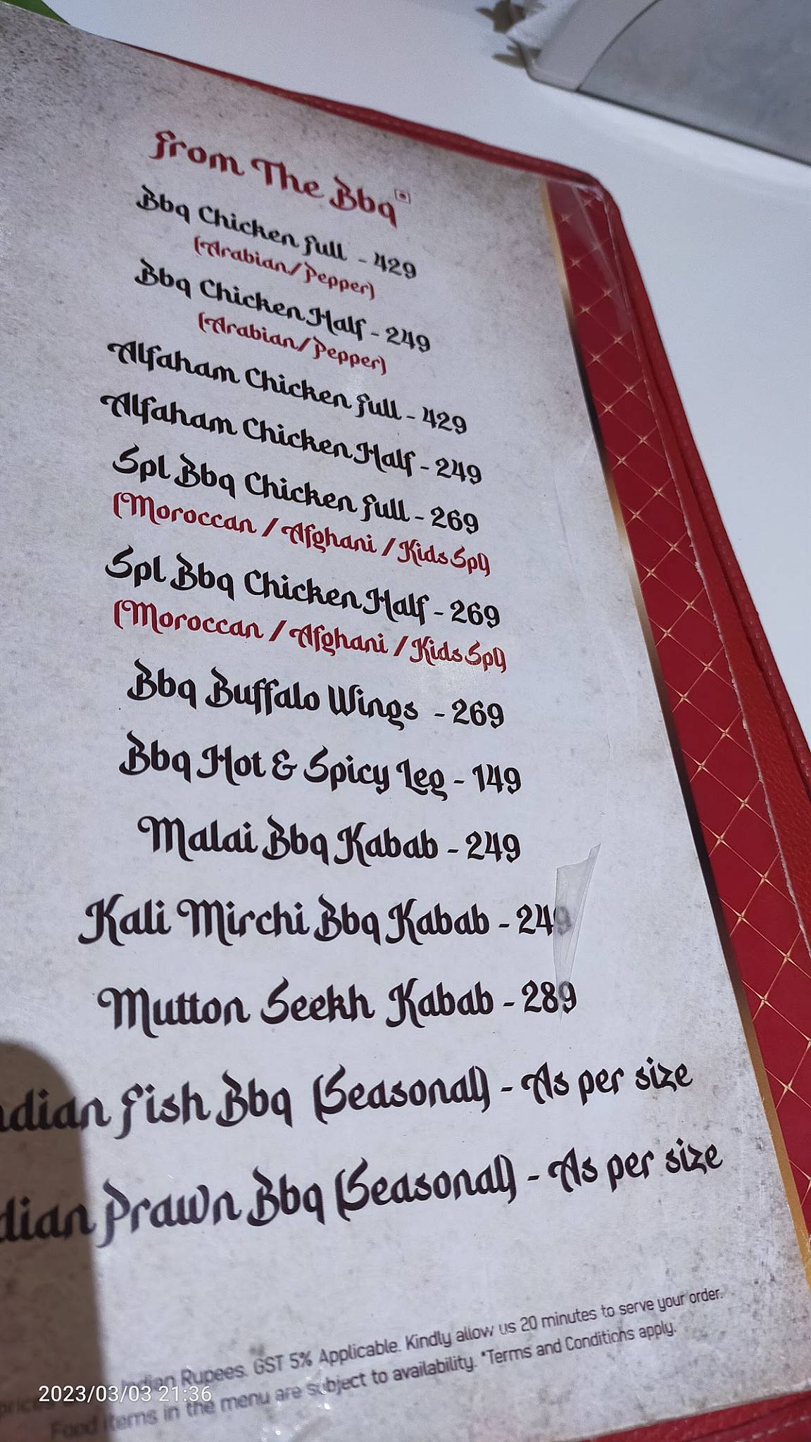 Menu at AMBUR STAR BRIYANI SINCE 1890 KAMMANAHALLI, Bengaluru
