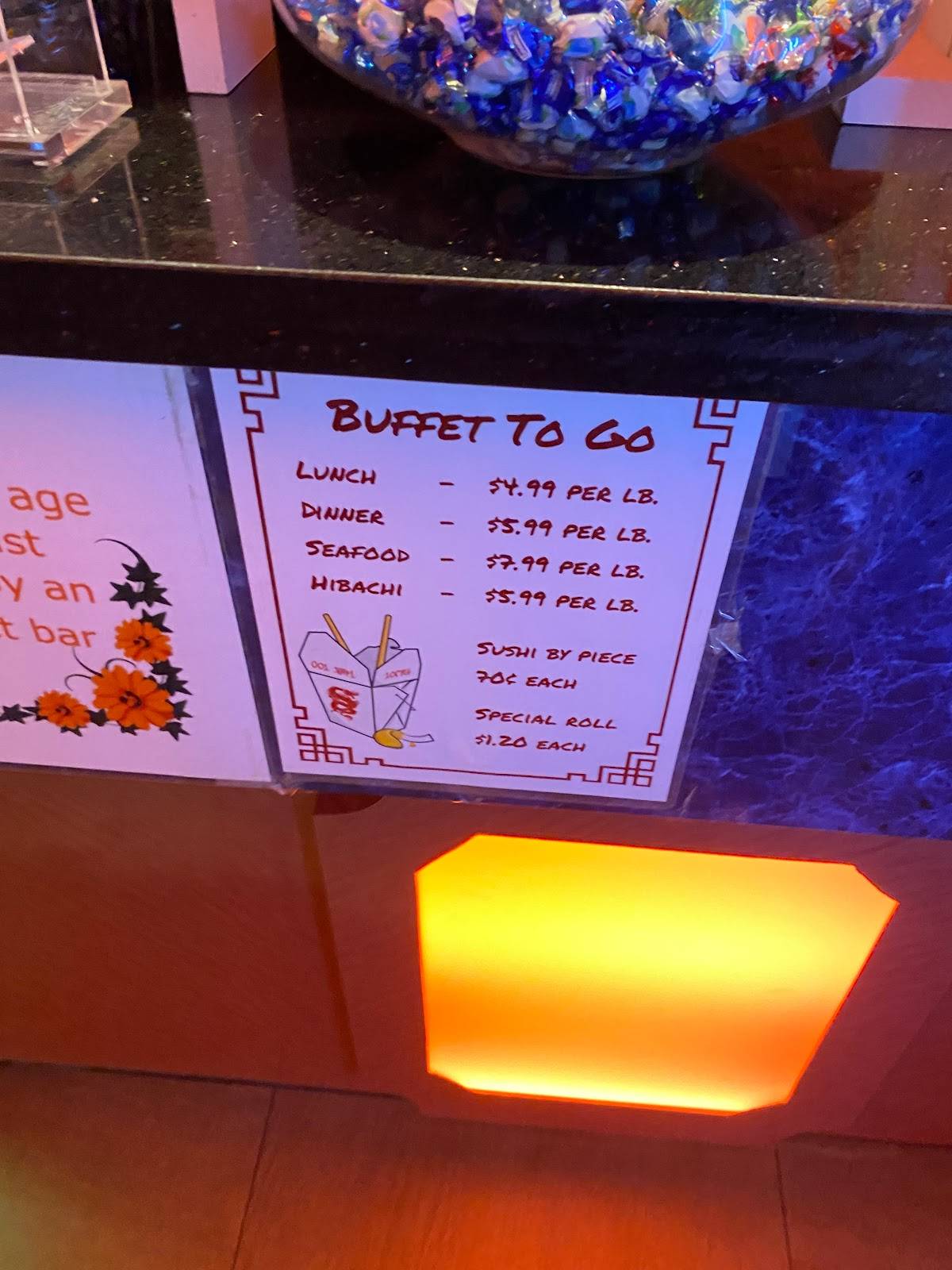 Menu at Asian Buffet restaurant, Wesley Chapel