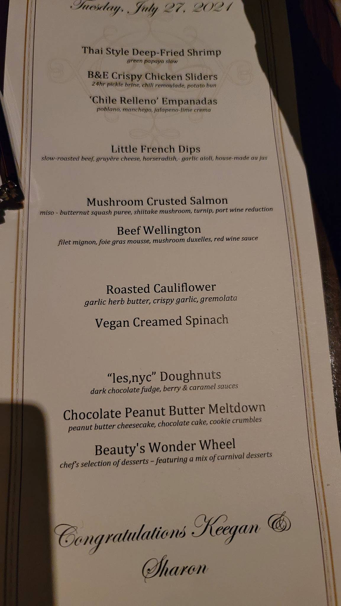 Menu at Beauty & Essex pub & bar, Las Vegas