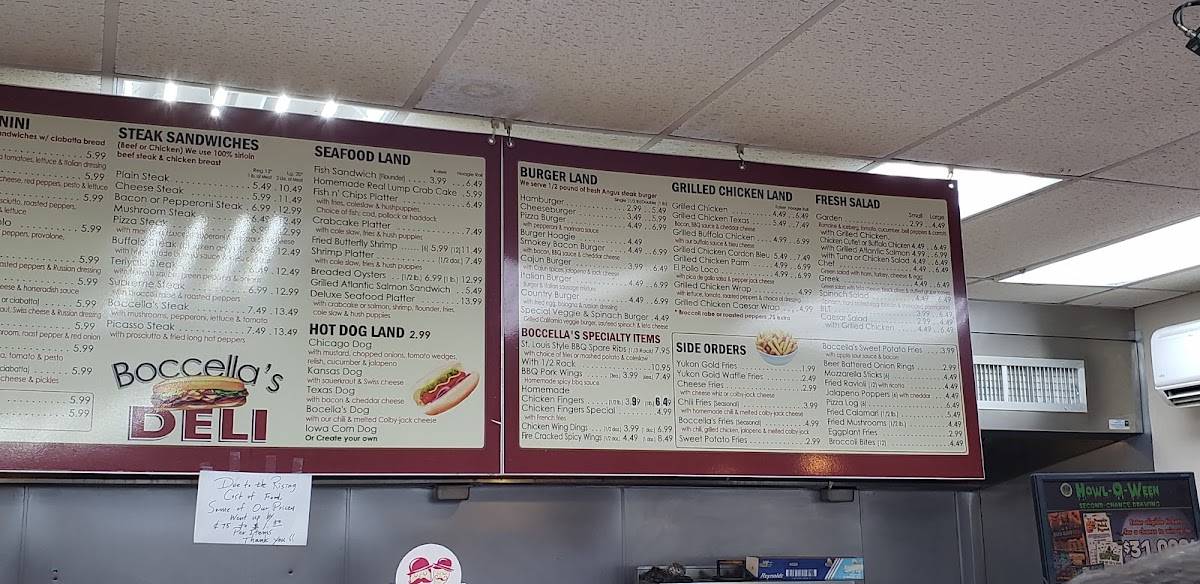 Menu at Boccella's Deli fast food, Havertown