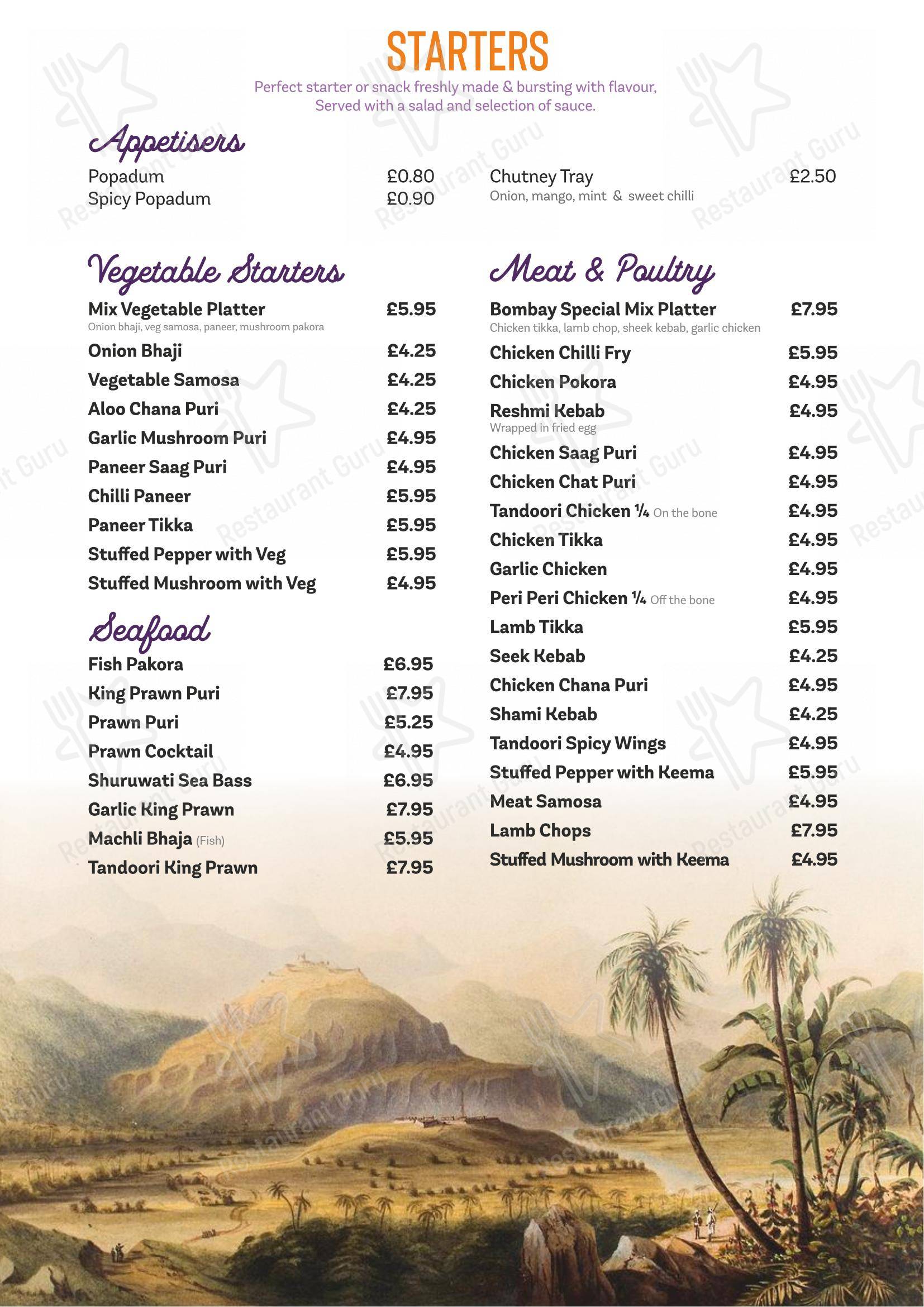 Menu at Bombay 8 Indian Restaurant, Warrington