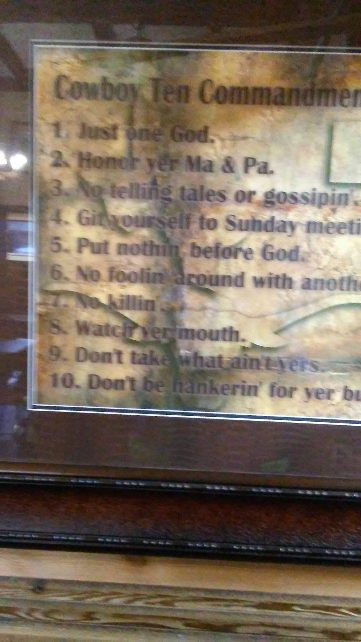 Menu at Bryan's Steaks steakhouse, Lubbock