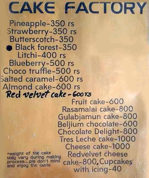 Menu at Cake Factory by Sriyas, Hyderabad, 58
