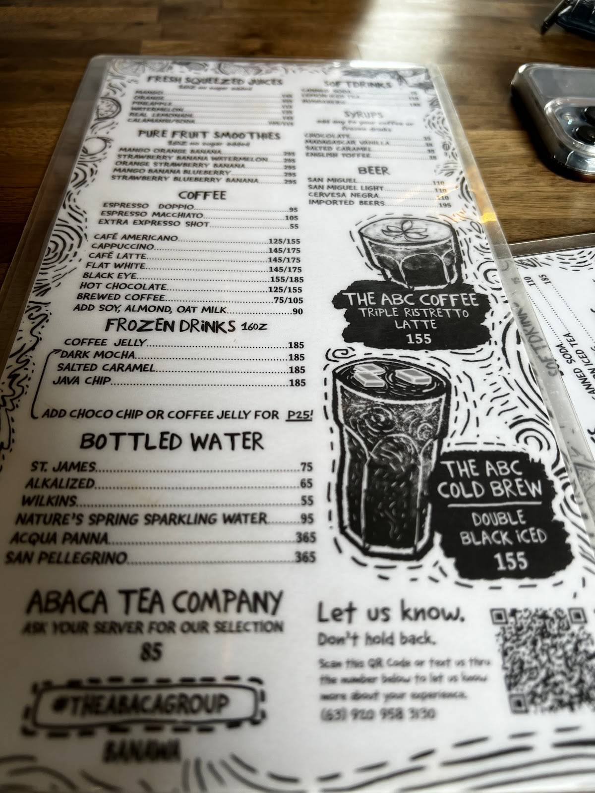 Menu at Abaca Baking Company cafe, Cebu City, Paseo arcenas