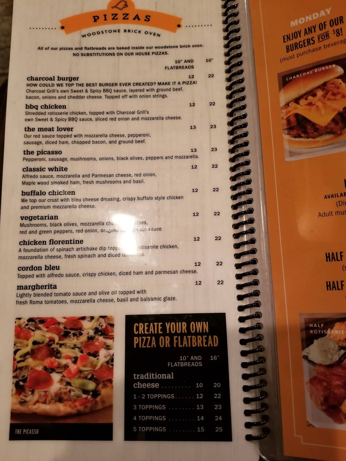 Menu at Charcoal Grill restaurant, Grafton