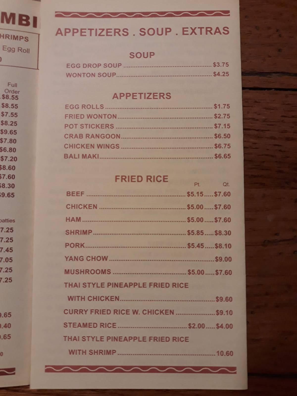 Menu at China Lite & Gas Lite Lounge restaurant, Marysville