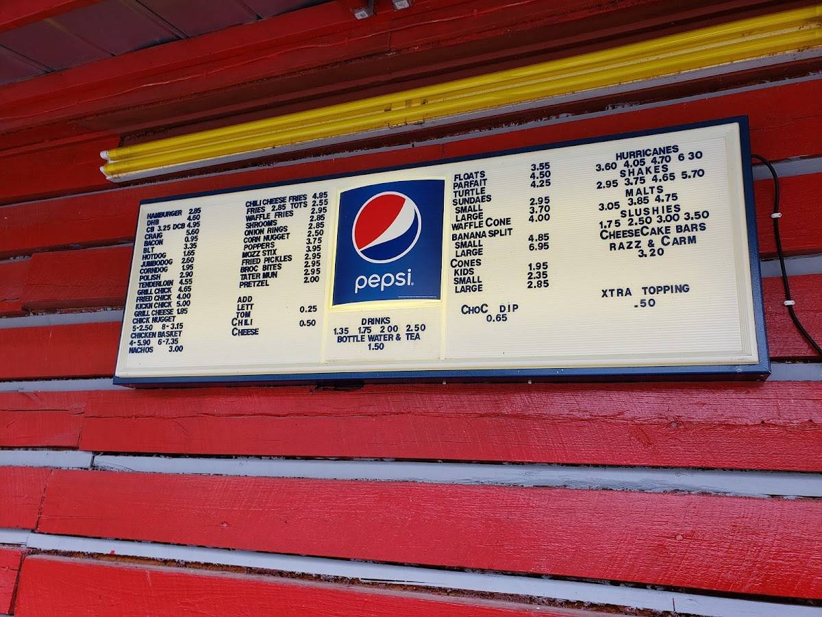 Menu at Craig's Dairy Dream restaurant, Grand Rivers