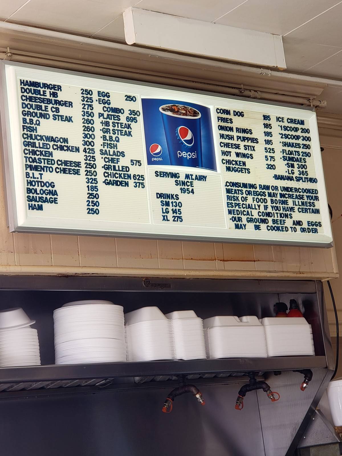 Menu at Dairy Center restaurant, Mount Airy