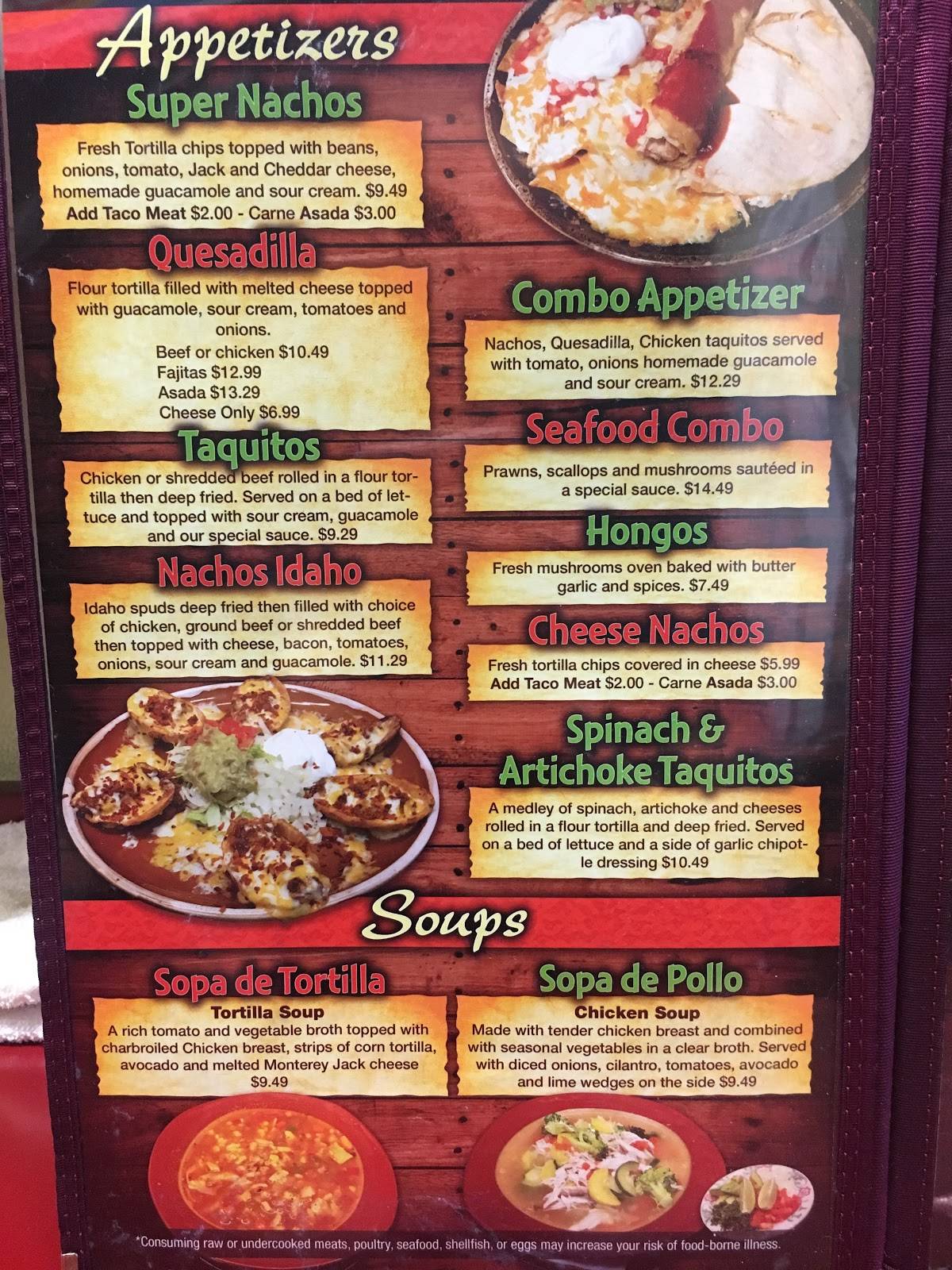 Menu at El Porton Restaurant, Zillah