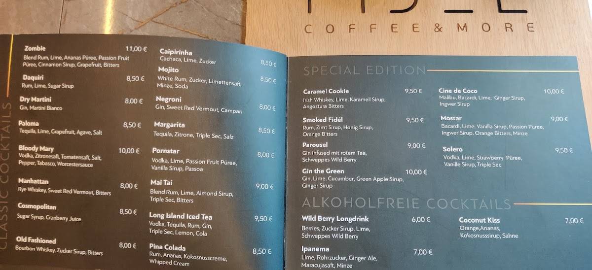 Es Coffee And More Dortmund Speisekarte von Fidél Coffee & More pub & Bar, Dortmund, Saarlandstraße 122