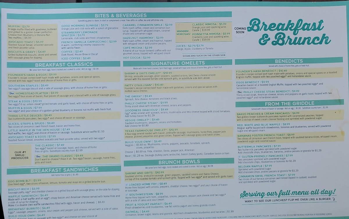Menu at Eggs Up Grill restaurant, Fort Mill