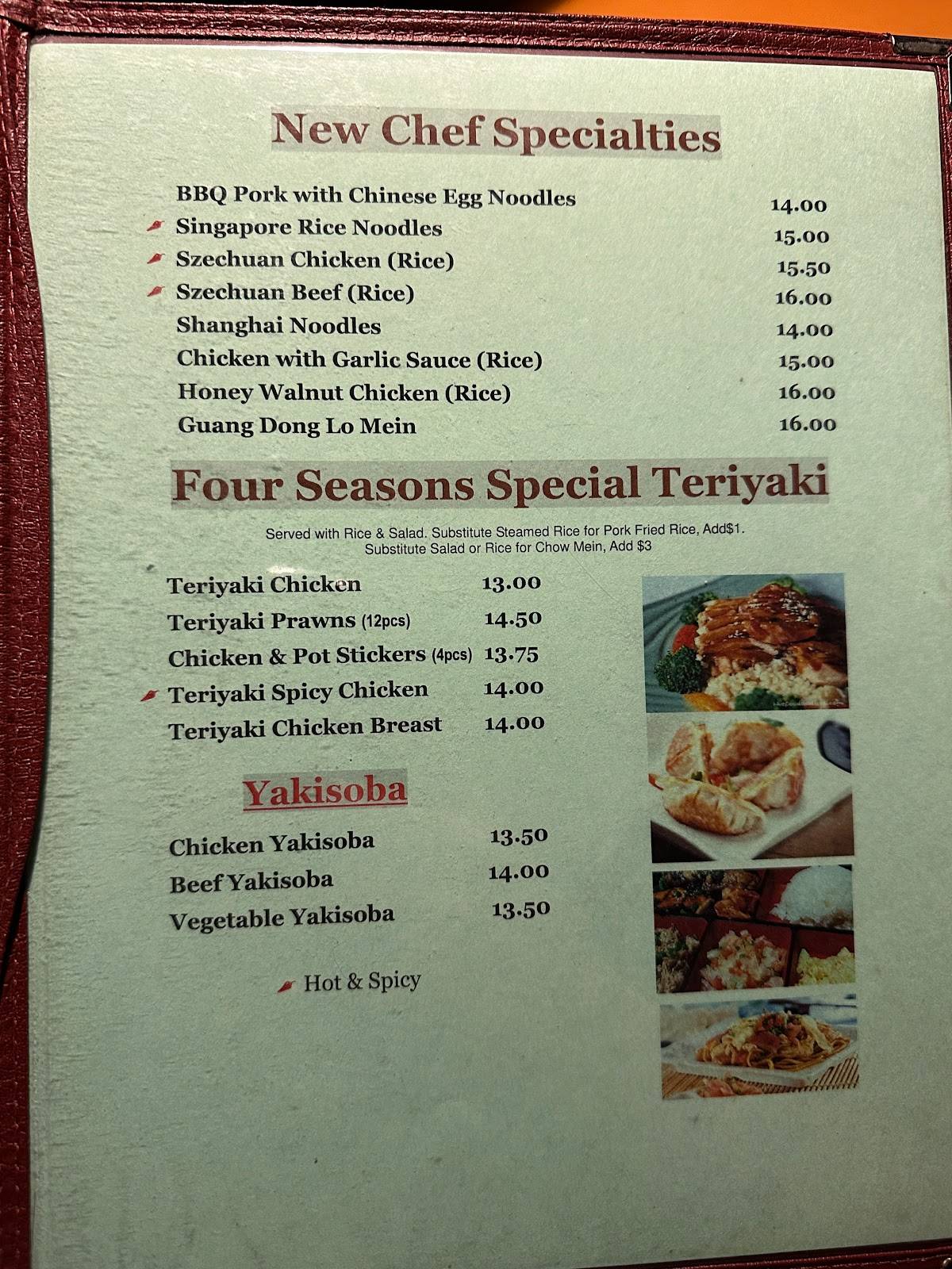 Menu at Four Seasons Chinese Restaurant, Enumclaw