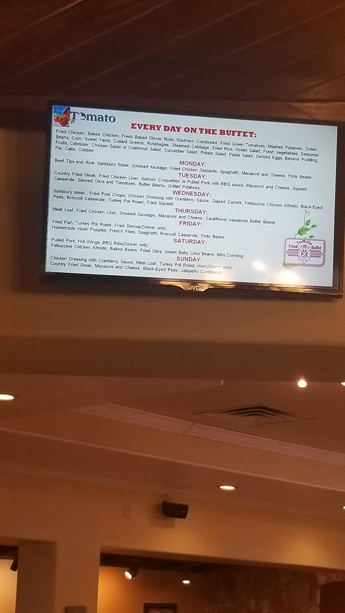 Menu at Fried Tomato Buffet restaurant, Newnan, Bullsboro Dr