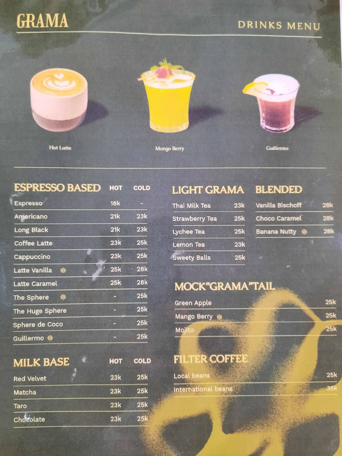 Menu At Grama Sphere Coffee, Medan