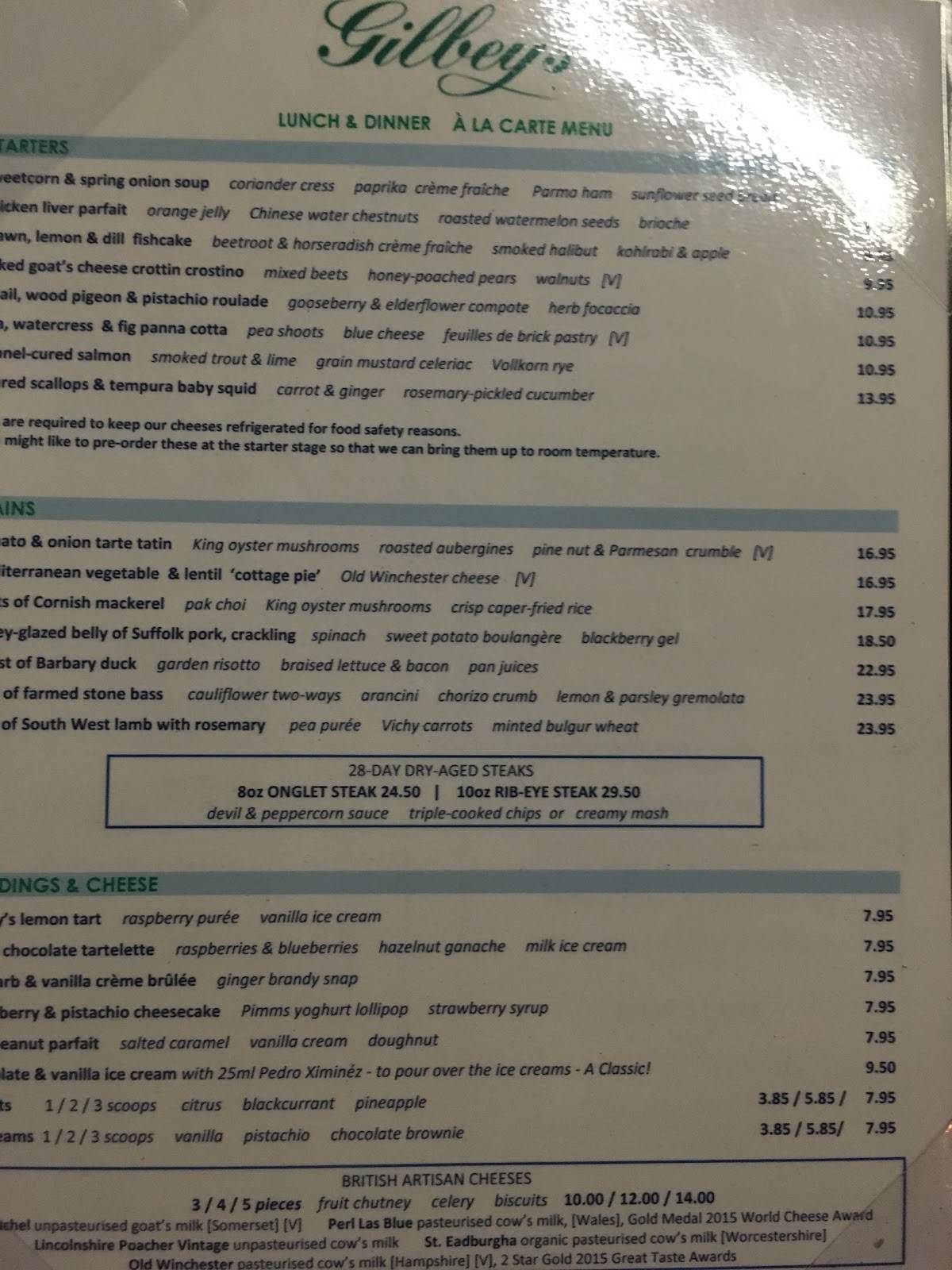 Menu at Gilbey's Bar, Restaurant & Townhouse, Windsor