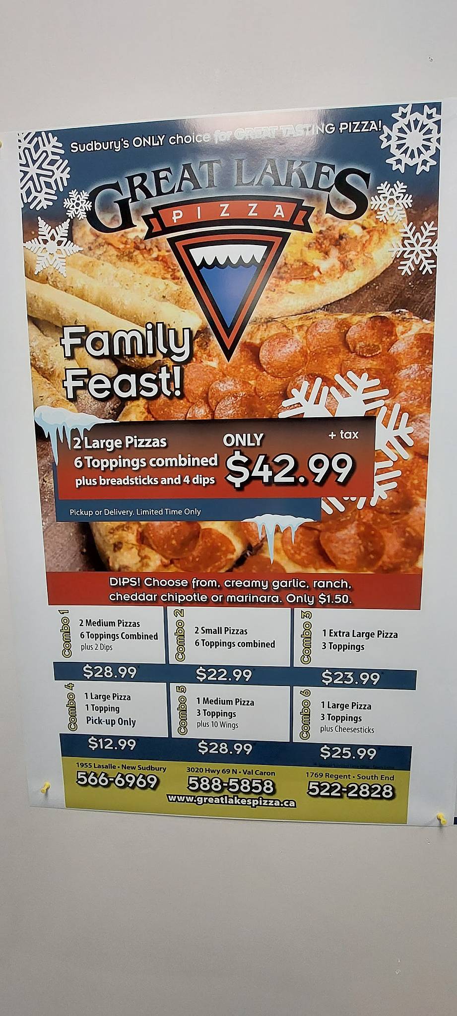 Menu at Great Lakes Pizza Co pizzeria, Sudbury, Lasalle Blvd 103A