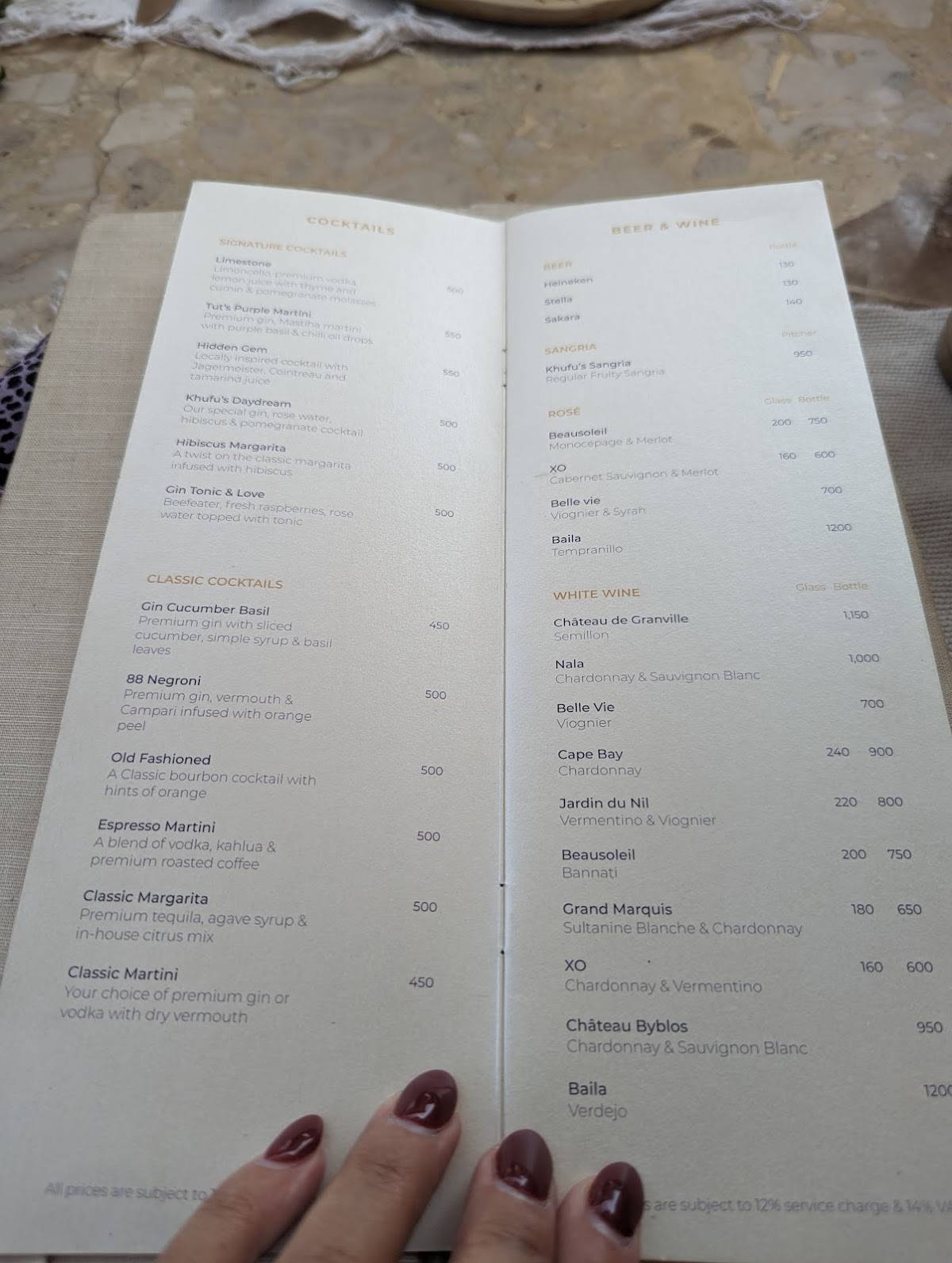 Menu At Khufu S Restaurant Giza