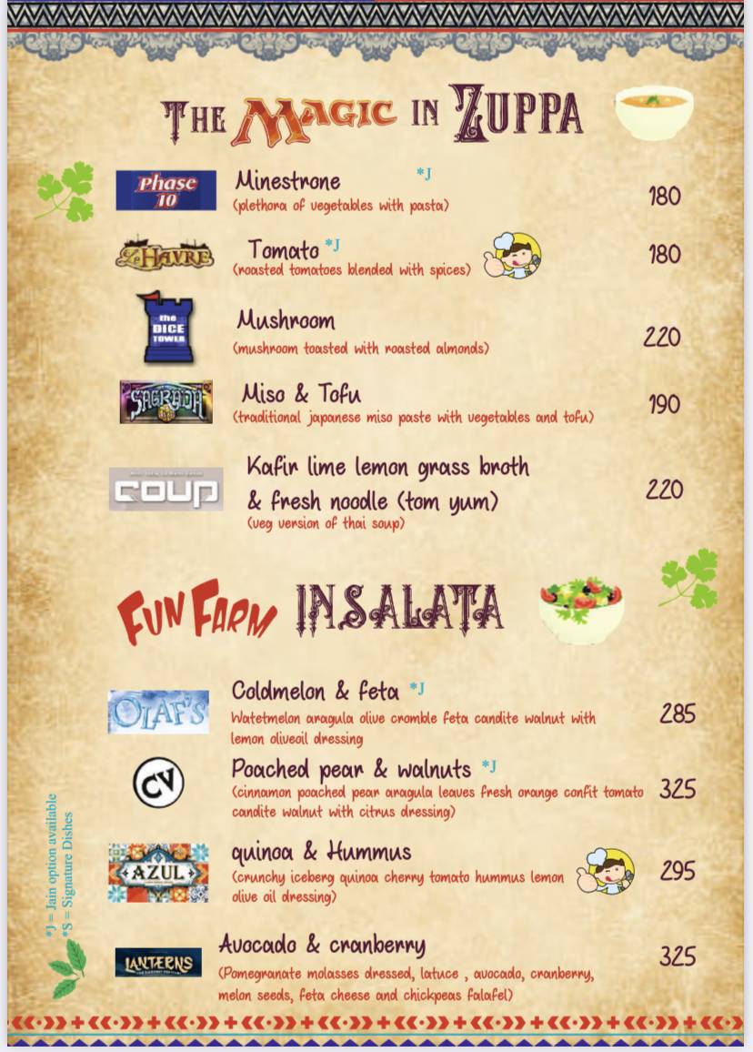 Menu at Pair A Dice Board Games Cafe, Kolkata