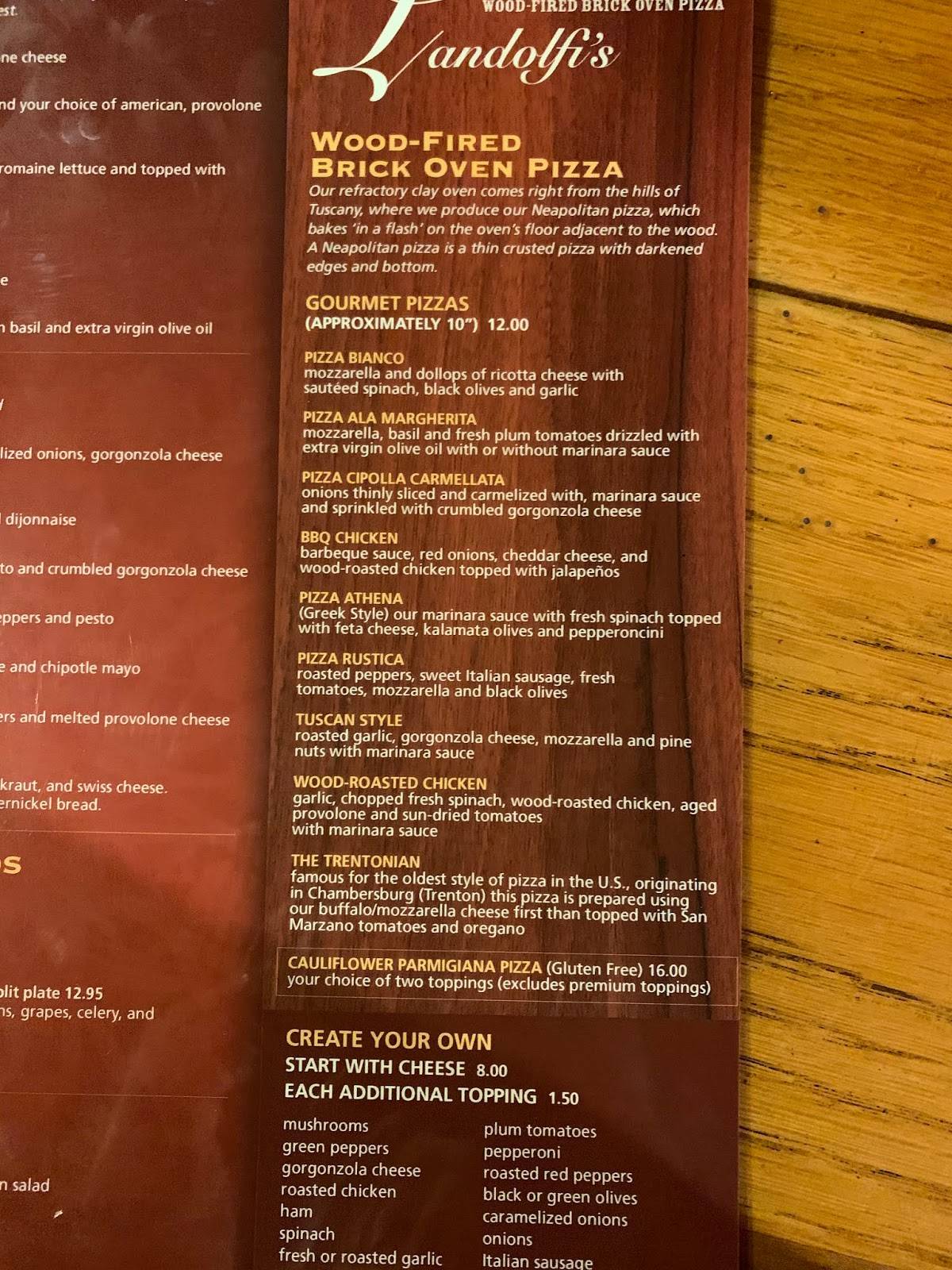 Menu at Landolfi's Italian Bakery, Pawleys Island