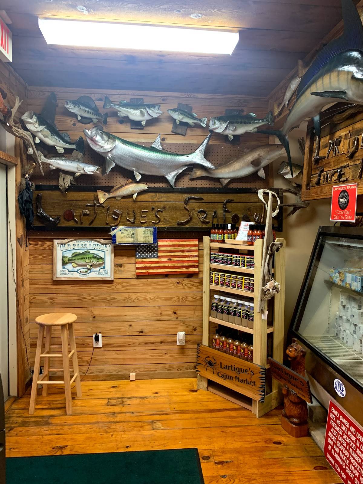 Menu at Lartigue's Original Fresh Seafood Market restaurant, Orange Beach
