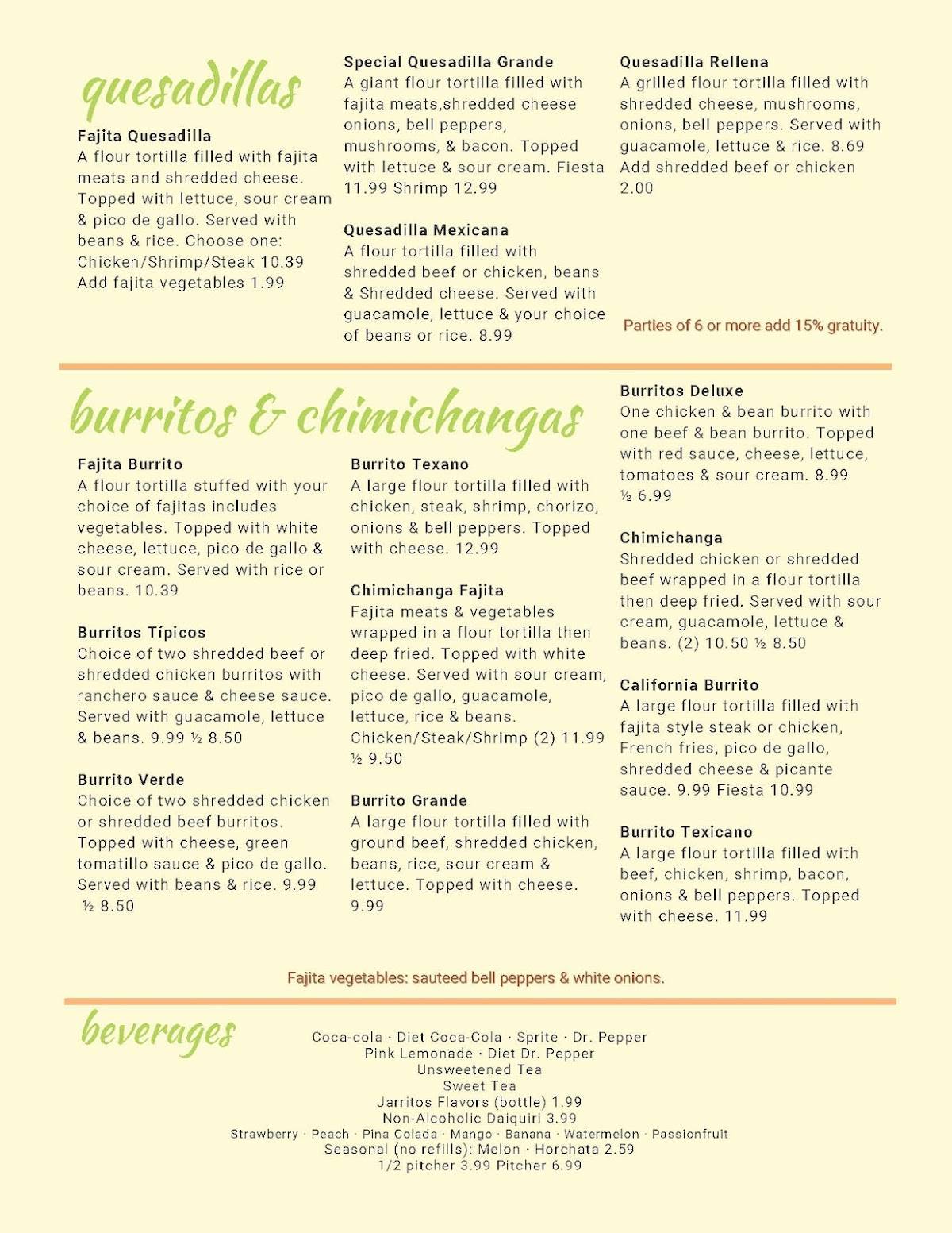 Menu at Las Lomas Restaurante Mexicano, Dyersburg